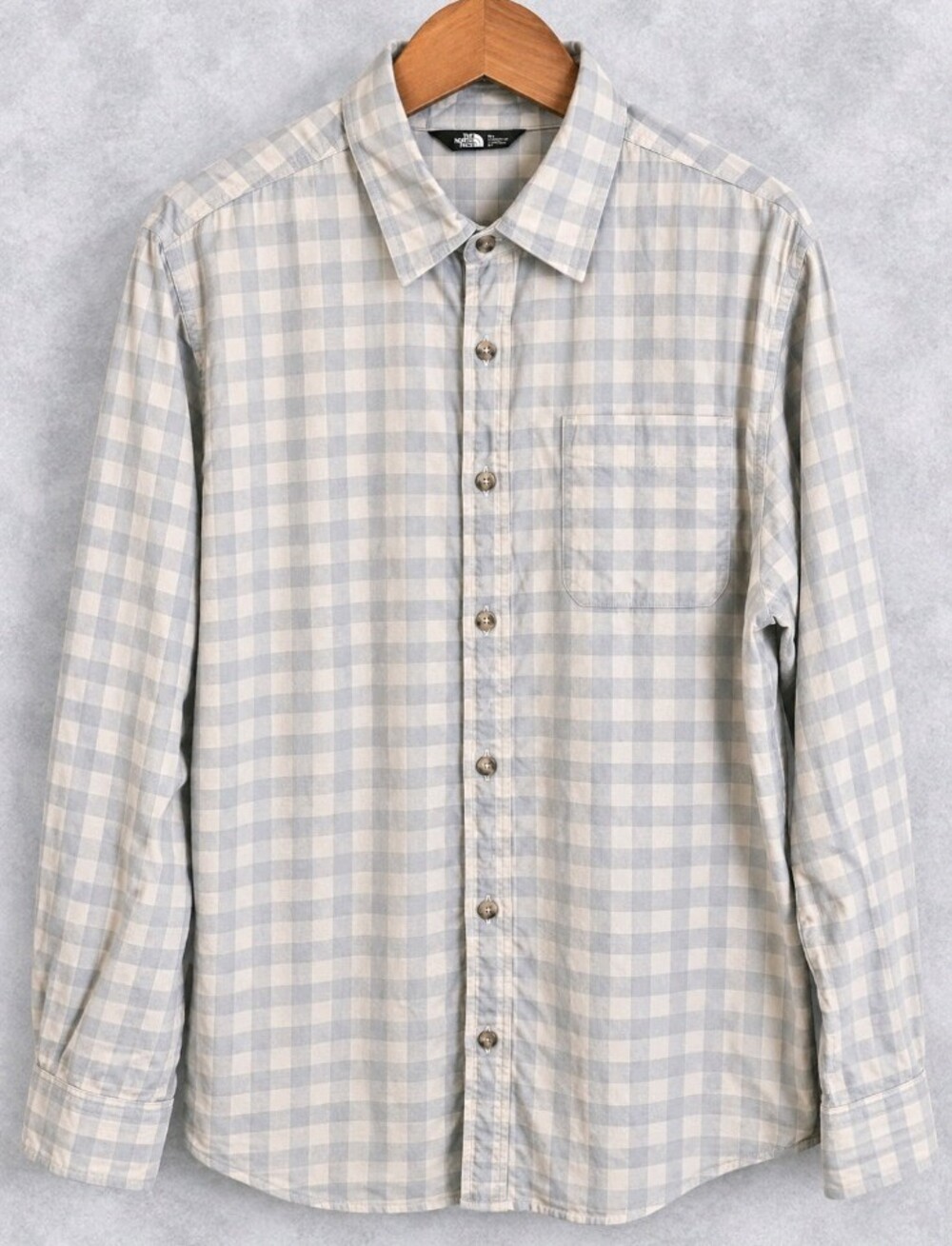 The North Face Men’s XL Blue White Plaid Button Up Shirt 100% Cotton Long Sleeve